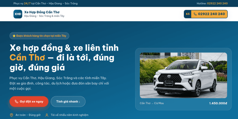 Xe Hợp Đồng Cần Thơ Hậu Giang